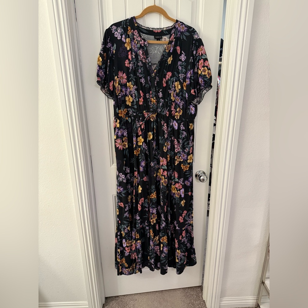 Torrid Navy Blue Maxi Dress with Floral Print 2x